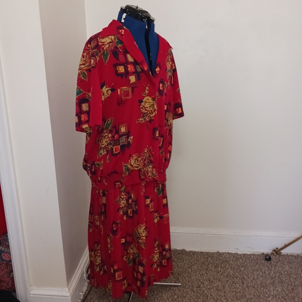 Plus Size 20 Skirt Set Floral Skirt Set Pleats Maxi Alfred Dunner